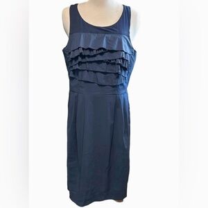 Navy BCBG Max Azria Cocktail Dress Ruffle Front, Pockets, Size 6 Style Rebecca